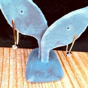 White House Black Market - Gold and Swarovski Linear Drop Post Earrings, NWT